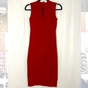 Red bodycon knee length dress